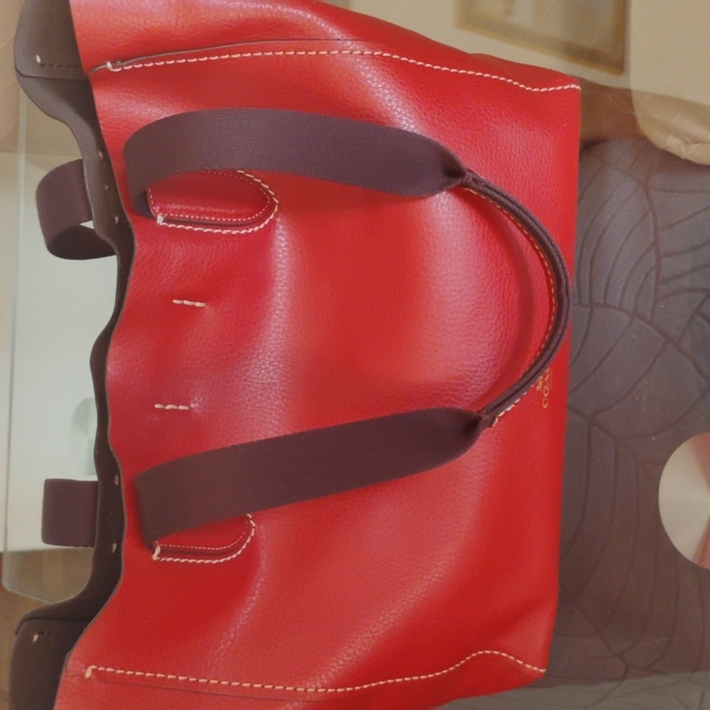 Coach Red Leather Tote Bag